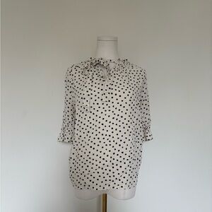 Who What Wear Cream Blouse with Black Dots
